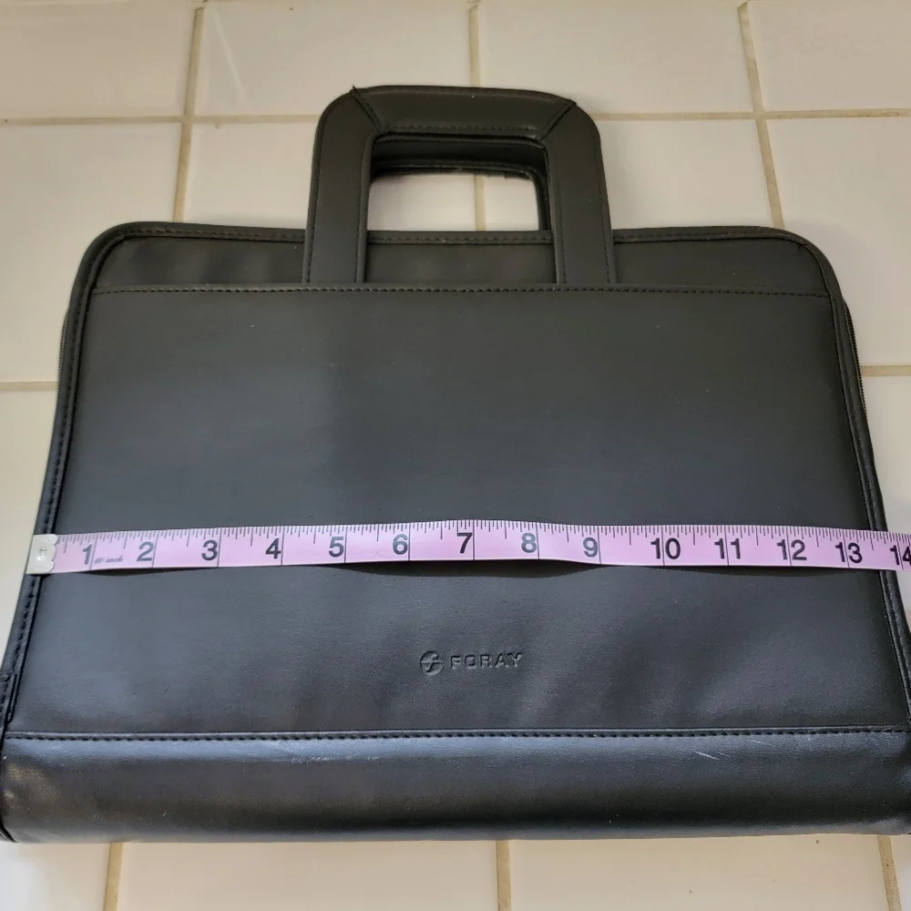 Black Foray Faux Leather Compartment/Organizer Bag